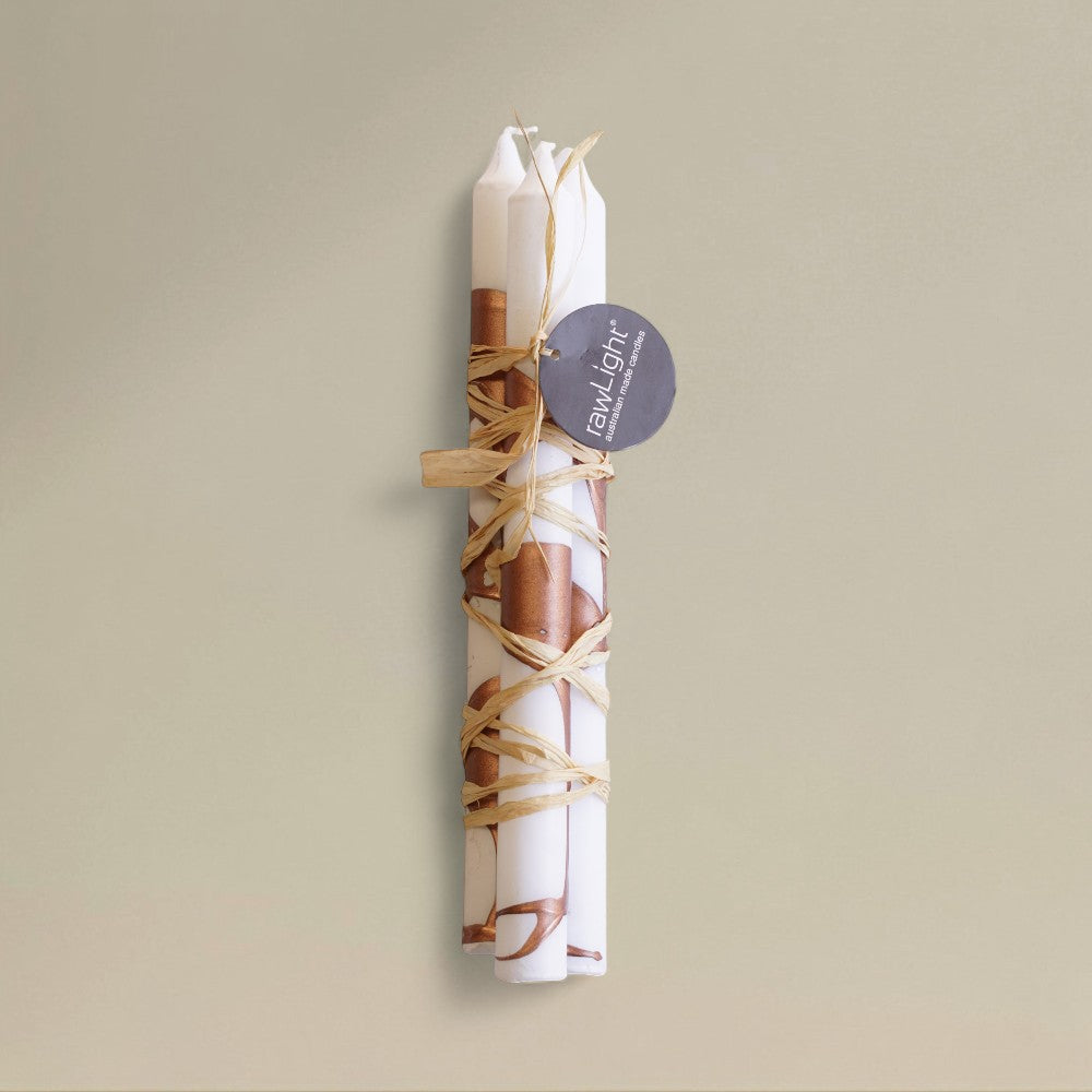 Splashed Christmas dining candles, alternate set